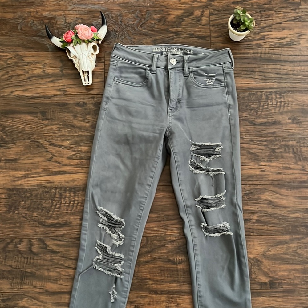 WOMENS SKINNY American Eagle denim jeans 🦅 size 3/4